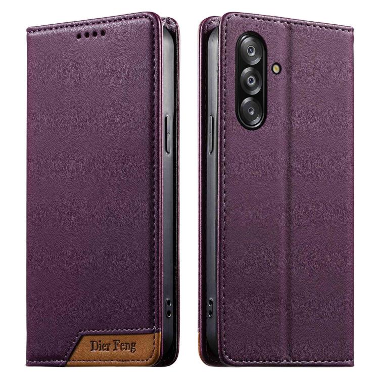 Custodia Dierfeng in ecopelle con magnete e RFID per Galaxy A26 5G, A36 5G, A06