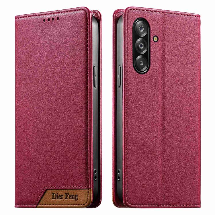 Custodia Dierfeng in ecopelle con magnete e RFID per Galaxy A26 5G, A36 5G, A06