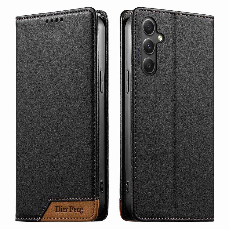 Custodia Dierfeng in ecopelle con magnete e RFID per Galaxy A25 5G, A24 4G, A14