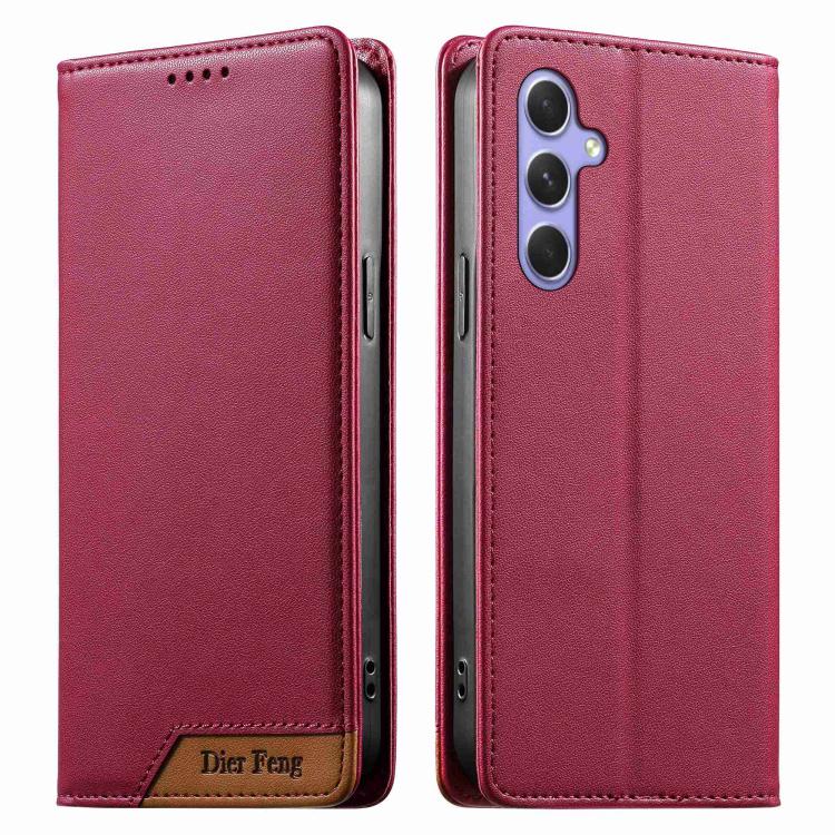 Custodia Dierfeng in ecopelle con magnete e RFID per Galaxy A55 5G, A35 5G, A05