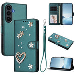 Custodia doppio strato in ecopelle vegana con motivo floreale per Samsung Galaxy