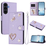 Custodia doppio strato in ecopelle vegana con motivo floreale per Samsung Galaxy