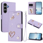 Custodia doppio strato in ecopelle vegana con motivo floreale per Samsung Galaxy