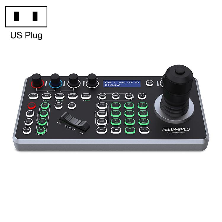 Controller per telecamera PTZ NDI FEELWORLD KBC20 con joystick e tastiera, compatibile con molteplici protocolli di controllo e PoE., EU Plug, US Plug, UK Plug, AU Plug