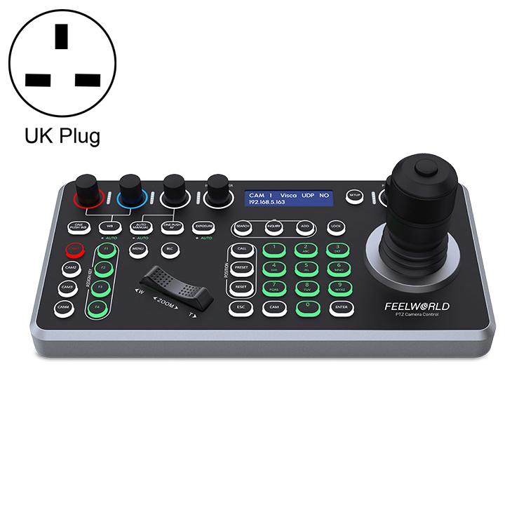 Controller per telecamera PTZ NDI FEELWORLD KBC20 con joystick e tastiera, compatibile con molteplici protocolli di controllo e PoE., EU Plug, US Plug, UK Plug, AU Plug