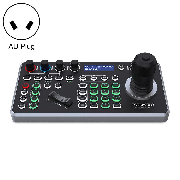 Controller per telecamera PTZ NDI FEELWORLD KBC20 con joystick e tastiera, compatibile con molteplici protocolli di controllo e PoE., EU Plug, US Plug, UK Plug, AU Plug