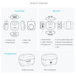 Microfono lavalier wireless FEELWORLD LM1 per telefono, computer e fotocamera, 2 trasmettitori + 1 ricevitore + custodia di ricarica