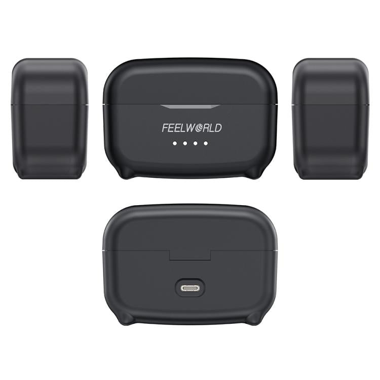 Microfono lavalier wireless FEELWORLD LM1 per telefono, computer e fotocamera, 2 trasmettitori + 1 ricevitore + custodia di ricarica