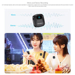Microfono lavalier wireless FEELWORLD LM1 per telefono, computer e fotocamera, 2 trasmettitori + 1 ricevitore + custodia di ricarica