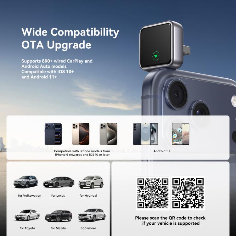 Adattatore wireless JOYROOM JR-CP3 Serie CarPlay 2 in 1 per CarPlay/Android Auto