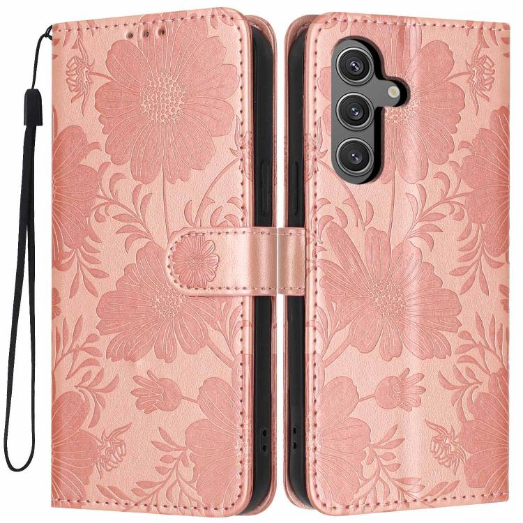 Custodia in ecopelle con stampa girasole per Samsung Galaxy S24 FE, S24+, S24 e