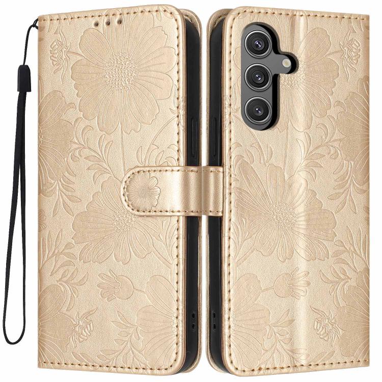 Custodia in ecopelle con stampa girasole per Samsung Galaxy S24 FE, S24+, S24 e