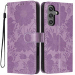 Custodia in ecopelle con stampa girasole per Samsung Galaxy S24 FE, S24+, S24 e