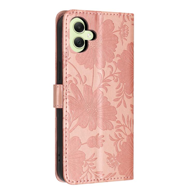 Custodia ecopelle con stampa girasole e cordino nero per Samsung Galaxy A05, A34