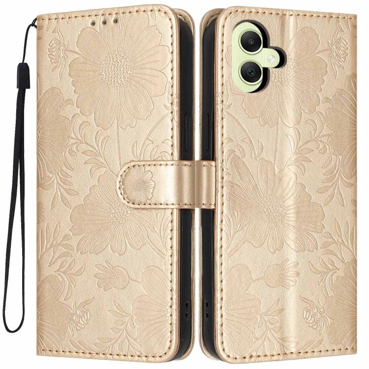 Custodia ecopelle con stampa girasole e cordino nero per Samsung Galaxy A05, A34