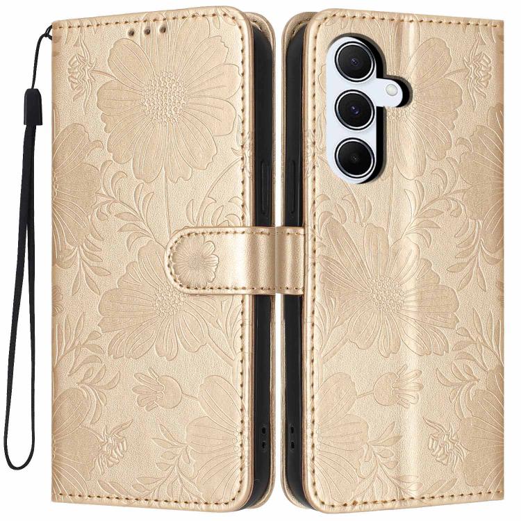Custodia ecopelle con stampa girasole e cordino nero per Samsung Galaxy A05, A34
