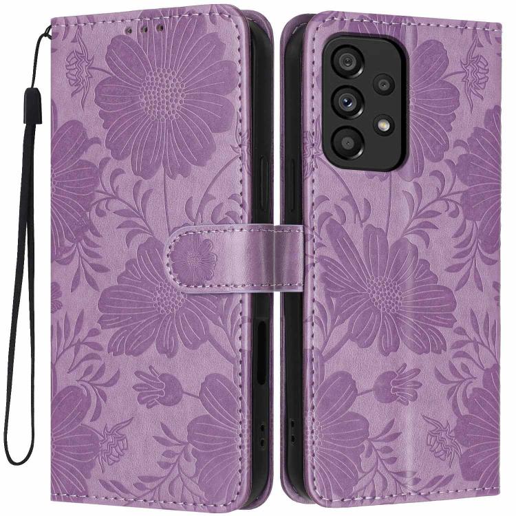 Custodia ecopelle con stampa girasole e cordino nero per Samsung Galaxy A05, A34