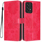 Custodia ecopelle con stampa girasole e cordino nero per Samsung Galaxy A05, A34