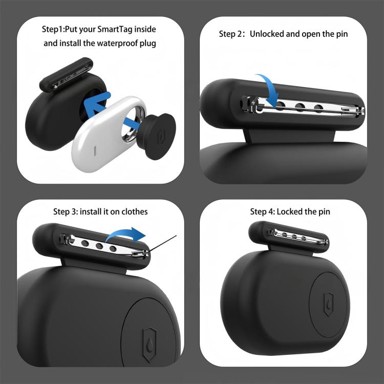 Custodia protettiva in silicone impermeabile per Galaxy SmartTag2 con spilla