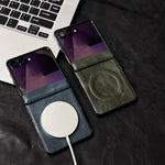 Custodia per telefono con asse magnetico integrato e texture Crazy Horse per