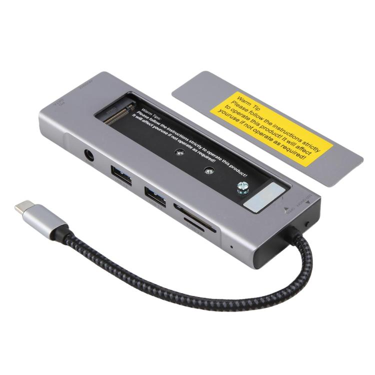 Hub USB-C 8 in 1 con box SSD M.2 e lettore schede SD/TF