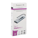 Hub USB-C 8 in 1 con SSD M.2, USB 3.2, USB 2.0, SD/TF