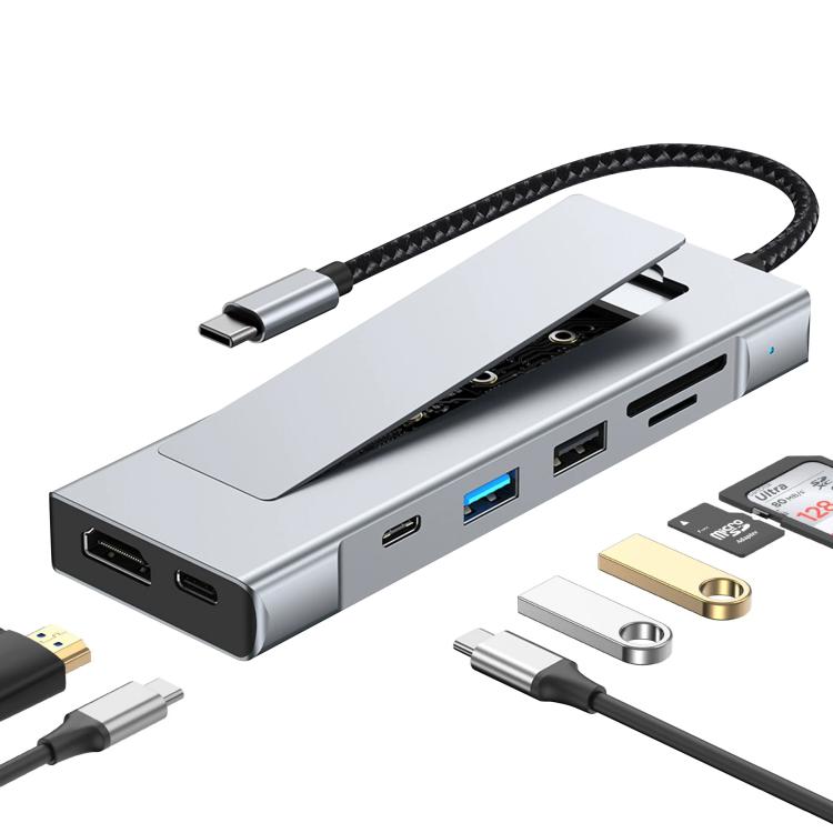 Hub USB-C 8 in 1 con SSD M.2, USB 3.2, USB 2.0, SD/TF