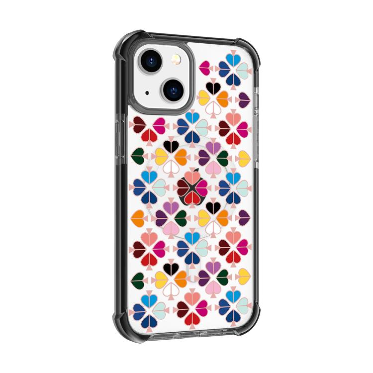 Custodia magnetica per telefono in acrilico antiurto con motivo a cuore a quattro angoli, For iPhone 14 Plus, For iPhone 14