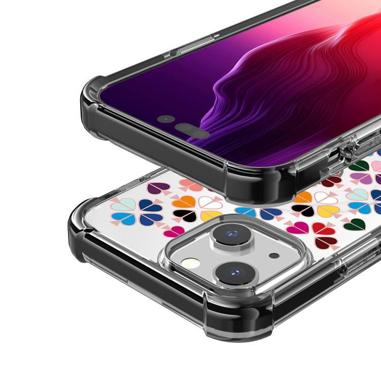 Custodia magnetica per telefono in acrilico antiurto con motivo a cuore a quattro angoli, For iPhone 14 Plus, For iPhone 14