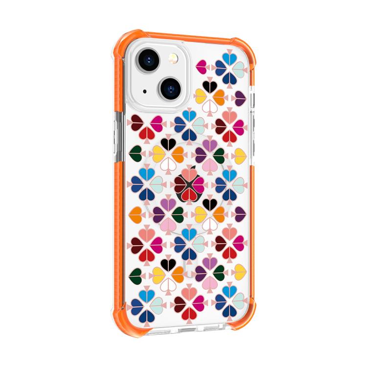 Custodia magnetica per telefono in acrilico antiurto con motivo a cuore a quattro angoli, For iPhone 14 Plus, For iPhone 14