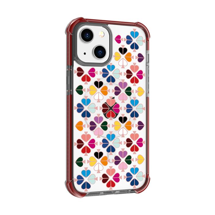 Custodia magnetica per telefono in acrilico antiurto con motivo a cuore a quattro angoli, For iPhone 14 Plus, For iPhone 14