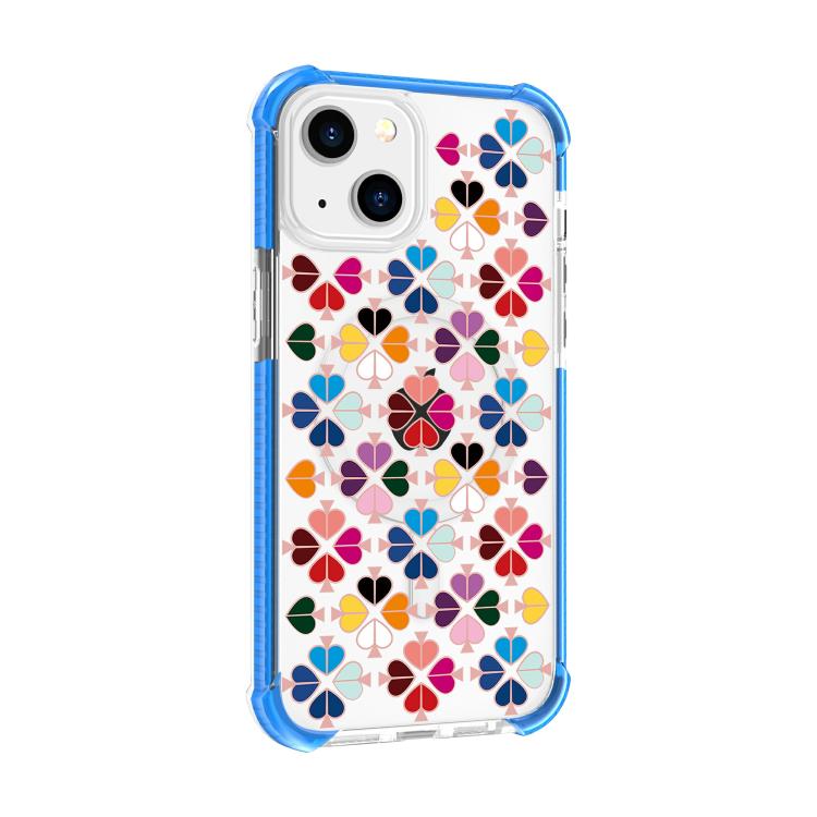 Custodia magnetica per telefono in acrilico antiurto con motivo a cuore a quattro angoli, For iPhone 14 Plus, For iPhone 14