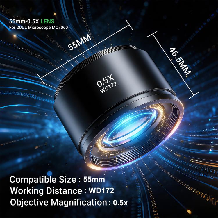 Obiettivo 2uul MS05 55MM WD172 0.5X per microscopio 2uul MC7060, 2uul MS05