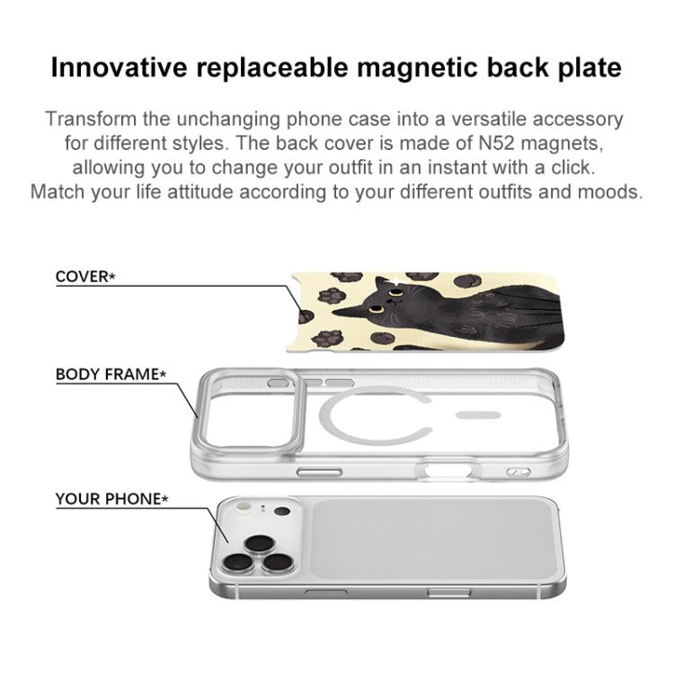 Custodia magnetica con motivo zampa di gatto per iPhone 15 Pro