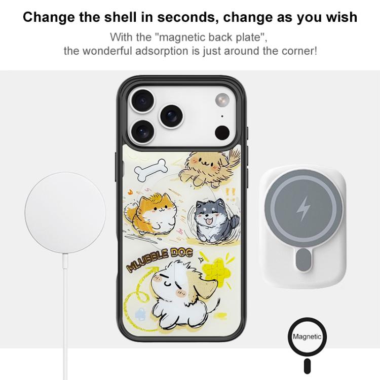 Custodia magnetica con motivo cane per iPhone 15 Pro e 15 Pro Max