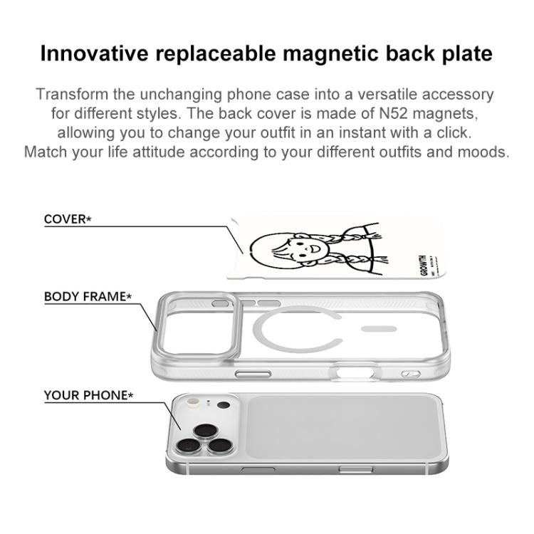 Custodia magnetica con motivo ragazza per iPhone 15 e 16