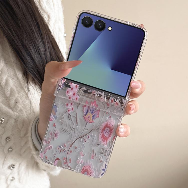 Custodia trasparente con motivo floreale rosa per Samsung Galaxy Z Flip7 5G