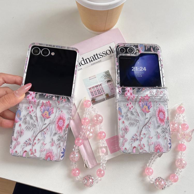 Custodia trasparente con motivo floreale rosa per Samsung Galaxy Z Flip7 5G