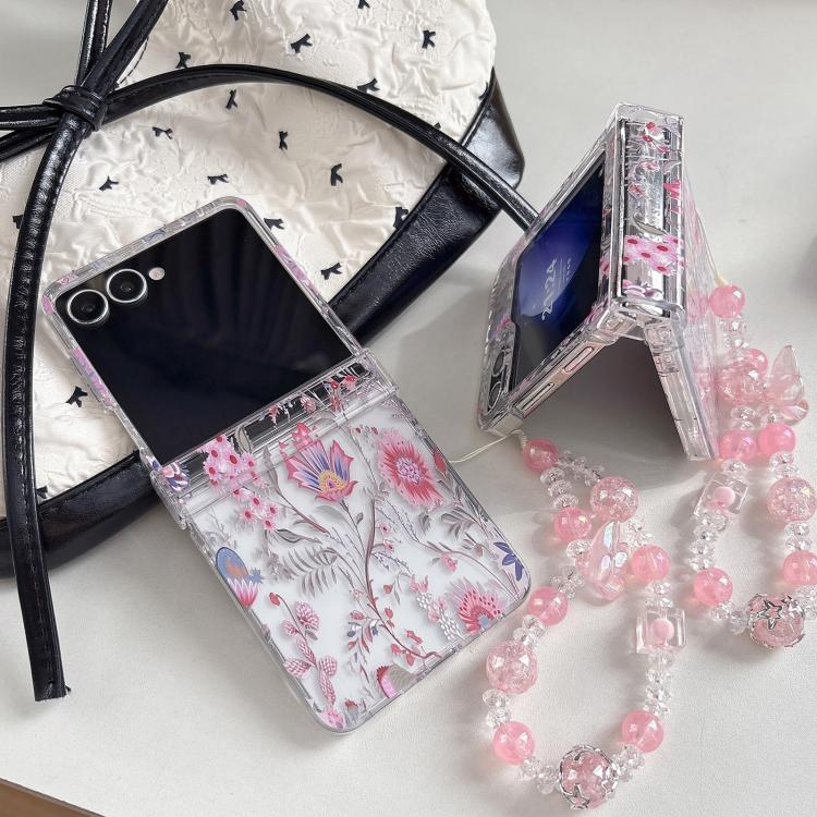 Custodia trasparente con motivo floreale rosa per Samsung Galaxy Z Flip7 5G