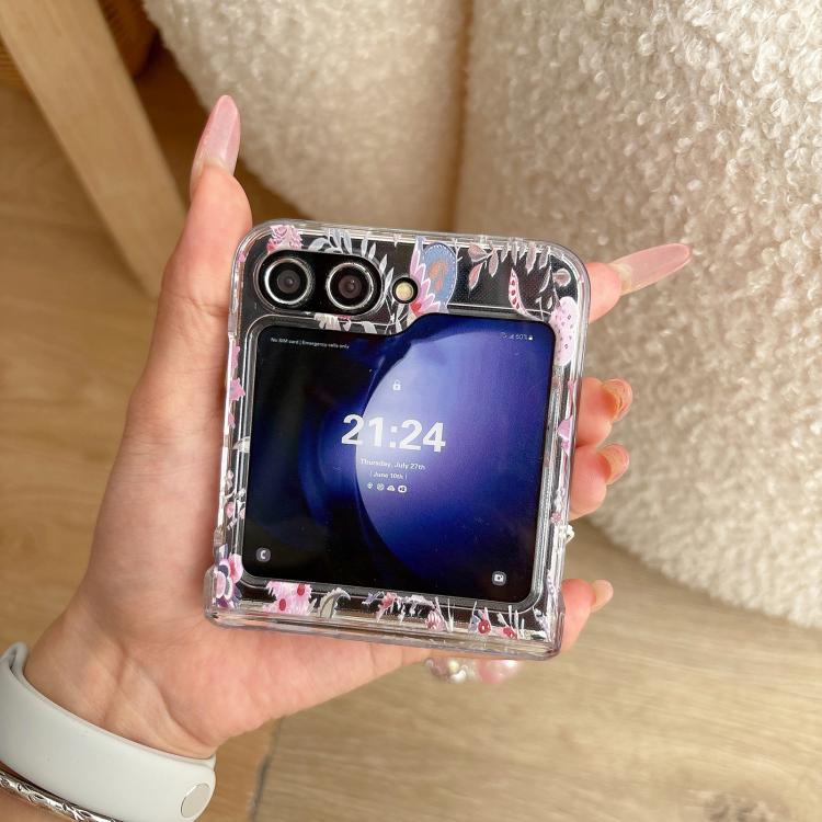 Custodia trasparente con motivo floreale rosa per Samsung Galaxy Z Flip7 5G