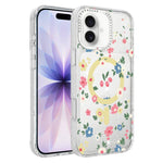 Custodia magnetica glitter con motivo floreale per iPhone 17