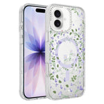 Custodia magnetica glitter con motivo floreale per iPhone 17