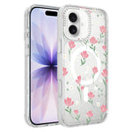 Custodia magnetica glitter con motivo floreale per iPhone 17