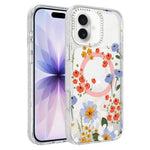 Custodia magnetica glitter con motivo floreale per iPhone 17