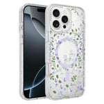 Custodia magnetica glitter con motivo floreale per iPhone 17