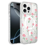 Custodia magnetica glitter con motivo floreale per iPhone 17
