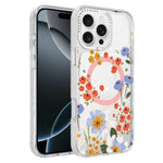 Custodia magnetica glitter con motivo floreale per iPhone 17
