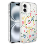 Custodia magnetica glitter con motivo floreale per iPhone 17