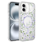 Custodia magnetica glitter con motivo floreale per iPhone 17