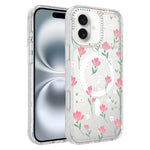 Custodia magnetica glitter con motivo floreale per iPhone 17